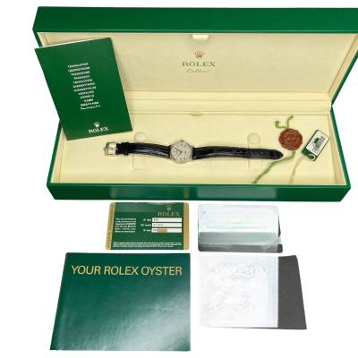 ROLEX CELLINI 26MM WHITE GOLD SILVER JUBILEE DIAL FULL SET 2008 REF: 6110