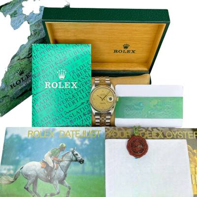 ROLEX DATEJUST 36MM CHAMPAGNE DIAMOND DIAL FULL SET 1988 REF: 16233 