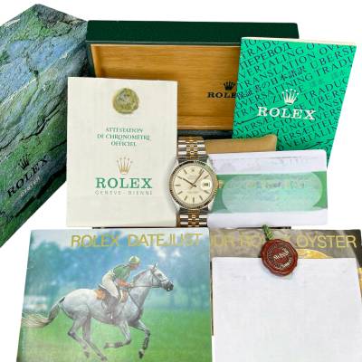 ROLEX DATEJUST 36MM TWO-TONE IVORY DIAL FULL SET 1983 REF: 16013