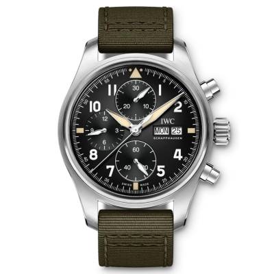 IWC PILOT CHRONOGRAPH SPITFIRE STEEL 41MM BLACK DIAL REF: IW387901