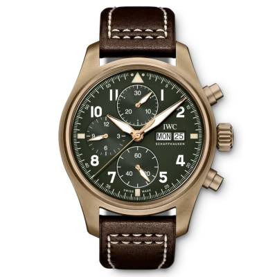 IWC PILOT CHRONOGRAPH SPITFIRE BRONZE 41MM GREEN DIAL REF: IW387901