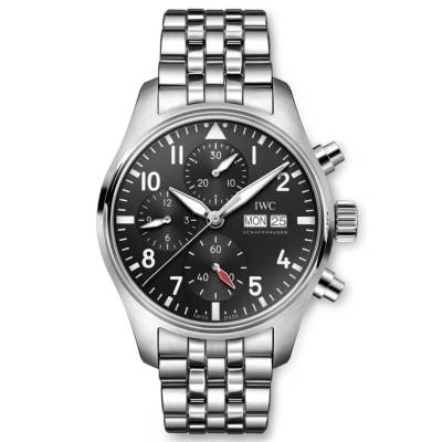 IWC PILOT CHRONOGRAPH STEEL 41MM BLACK DIAL REF: IW388113