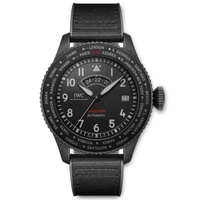 IWC PILOT TIMEZONER TOP GUN CERATANIUM 46 MM BLACK DIAL REF: IW395505