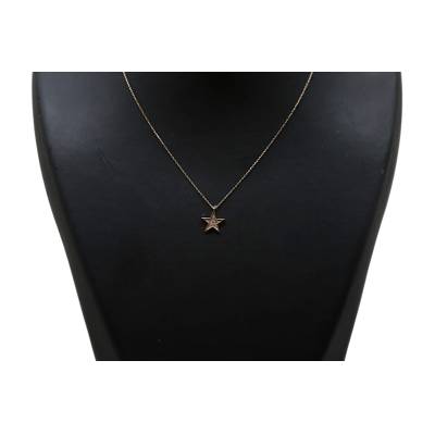 LANT SI PANDANT IN FORMA DE STEA DIN AUR ROZ 14K