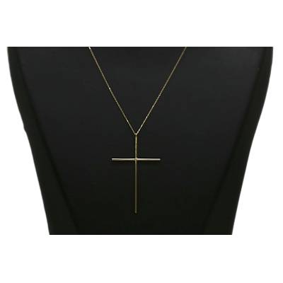 LANT SI PANDANT IN FORMA DE CRUCE DIN AUR GALBEN 14K
