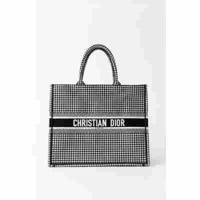 CHRISTIAN DIOR LARGE BOOK TOTE HOUNDSTOOTH PATTERN