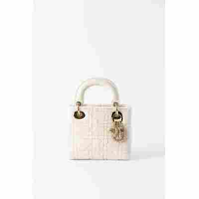 CHRISTIAN DIOR LADY MINI ALLIGATOR TRIMMED FUR BAG