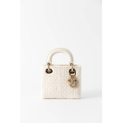 CHRISTIAN DIOR LADY MINI ALLIGATOR TRIMMED FUR BAG