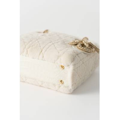 CHRISTIAN DIOR LADY MINI ALLIGATOR TRIMMED FUR BAG
