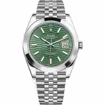 ROLEX DATEJUST 41 MINT GREEN MOTIF DIAL JUBILEE STEEL REF: 126300