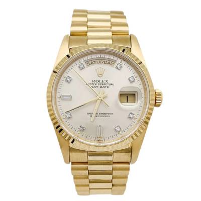 ROLEX DAY-DATE 36 PRESIDENT YELLOW GOLD SILVER DIAMOND DIAL 2017 REF: 118238A