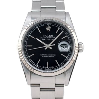 ROLEX DATEJUST 36 STEEL BLACK DIAL 2000 FULL SET REF: 16234