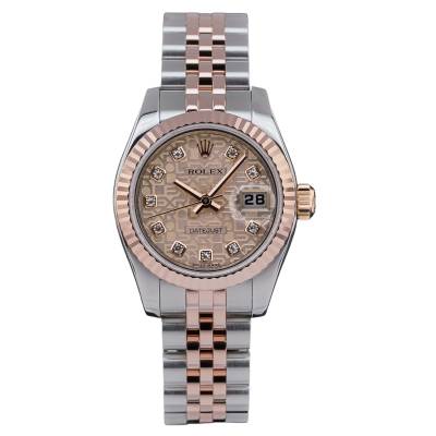 ROLEX LADY-DATEJUST 26 TWO TONE PINK DIAMOND DIAL FULL SET 2006 REF: 179171