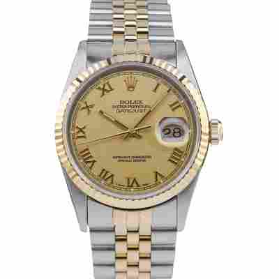 ROLEX DATEJUST 36 TWO TONE CHAMPAGNE ROMAN DIAL JUBILEE 1996 REF: 16233