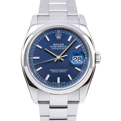 ROLEX DATEJUST 36MM BLUE DIAL OYSTER STEEL FULL SET 2014 REF: 116200