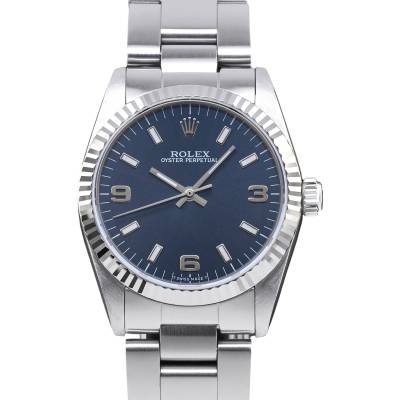 ROLEX OYSTER PERPETUAL 31MM STEEL BLUE DIAL FULL SET 1990 REF: 67514 