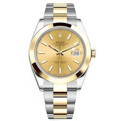 ROLEX DATEJUST 41 TWO TONE CHAMPAGNE DIAL OYSTER SMOOTH BEZEL REF: 126303