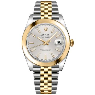 ROLEX DATEJUST 41 TWO TONE SILVER DIAL JUBILEE SMOOTH BEZEL REF: 126303