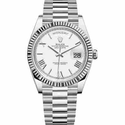 ROLEX DAY-DATE 18K WHITE GOLD WHITE DIAL 40MM REF: 228239