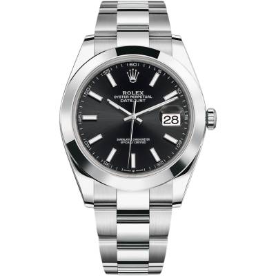 ROLEX DATEJUST 41MM STAINLESS STEEL BLACK DIAL REF: 126300
