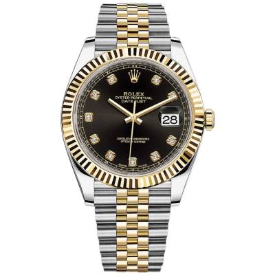 ROLEX DATEJUST 41 TWO TONE BLACK DIAMOND DIAL JUBILEE BOX+PAPERS 2019 REF: 126333