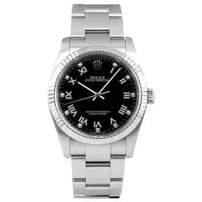 ROLEX OYSTER PERPETUAL 36MM BLACK ROMAN DIAMOND FULL SET 2008 REF: 116034