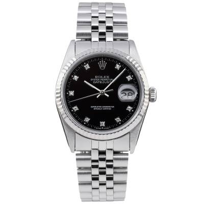 ROLEX DATEJUST 36MM BLACK DIAMOND DIAL STEEL JUBILEE FULL SET 1991 REF: 16234