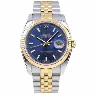 ROLEX DATEJUST 36 TWO TONE BLUE DIAL FULL SET JUBILEE 2006 REF: 116233