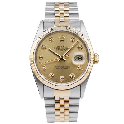 ROLEX DATEJUST 36MM CHAMPAGNE BIG DIAMOND 1995 REF: 16233 