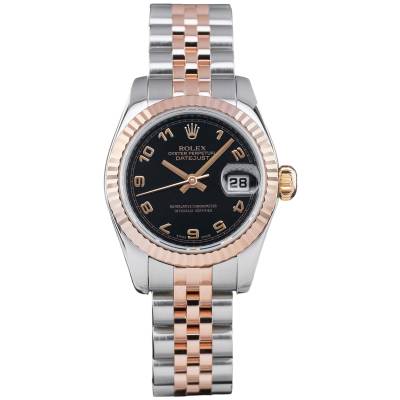ROLEX LADY DATEJUST 26 MM TWO-TONE BLACK ARABIC DIAL FULL SET 2008 REF: 179171 