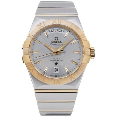 OMEGA CONSTELLATION DAY-DATE 38MM TWO TONE SILVER FULL SET 2015 REF: 123.20.38.22.02.002