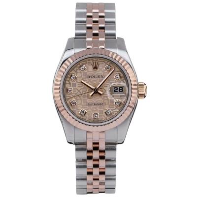 ROLEX LADY-DATEJUST 26 TWO TONE PINK DIAMOND DIAL FULL SET 2006 REF: 179171