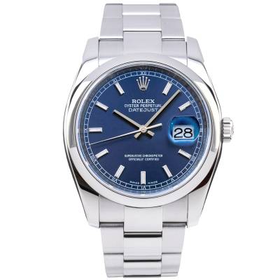 ROLEX DATEJUST 36MM BLUE DIAL OYSTER STEEL FULL SET 2014 REF: 116200