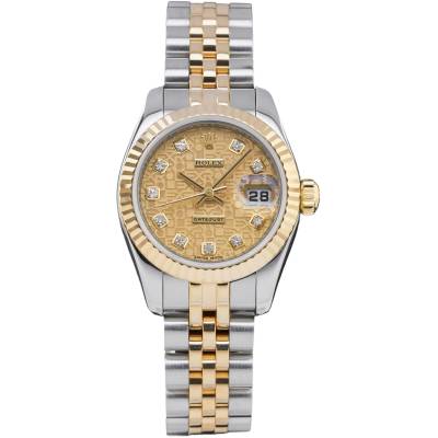 ROLEX LADY DATEJUST 26MM CHAMPAGNE JUBILEE DIAMOND FULL SET 2008 REF: 179173 