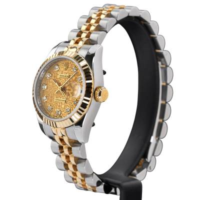 ROLEX LADY DATEJUST 26MM CHAMPAGNE JUBILEE DIAMOND FULL SET 2008 REF: 179173 