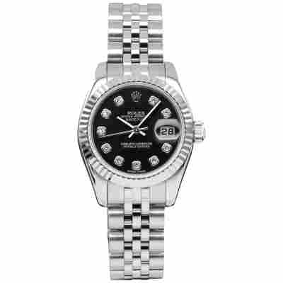 ROLEX LADY-DATEJUST 26 BLACK DIAMOND DIAL JUBILEE FULL SET 2010 REF: 179174