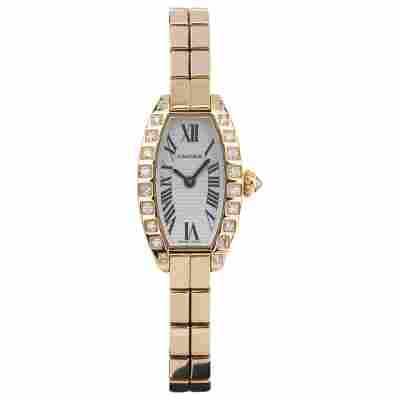 CARTIER LANIERES MINI TONNEAU 27MM YELLOW GOLD FULL SET 2007 QUARTZ REF: WJ2007X3