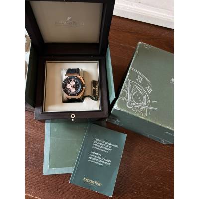 AUDEMARS PIGUET ROYAL OAK OFFSHORE 44MM AUTOMATIC CHRONOGRAPH CERAMIC ROSE GOLD BLACK DIAL REF: 26400RO.OO.A002CA.01