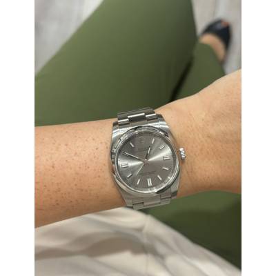 ROLEX OYSTER PERPETUAL 36 STEEL SILVER DIAL AUTOMATIC BOX+PAPERS 2015