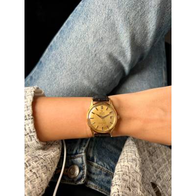 OMEGA CONSTELLATION 34MM YELLOW GOLD CHAMPAGNE DIAL AUTOMATIC VINTAGE 1960 REF: 14393/4 SC 61 