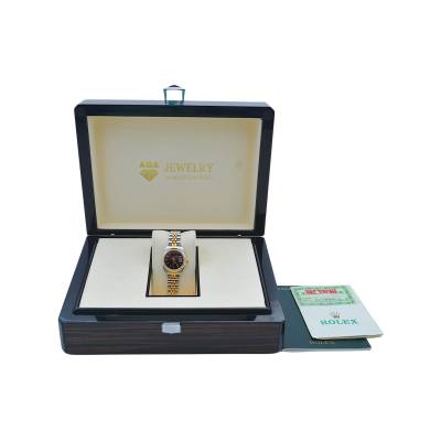 ROLEX LADY DATEJUST 26 TWO TONE BLACK DIAL JUBILEE PAPERS 1991 REF: 69173