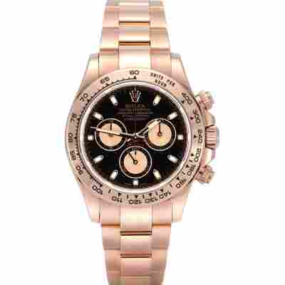 ROLEX DAYTONA COSMOGRAPH 18K EVEROSE GOLD BLACK DIAL REF: 116505