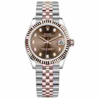 ROLEX DATEJUST 31MM GOLD&STEEL CHOCOLATE DIAL DIAMONDS REF: 278271