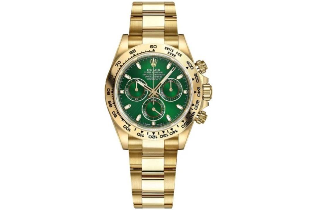 ROLEX DAYTONA 18K YELLOW GOLD GREEN DIAL 40MM REF: 116508