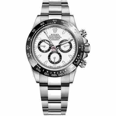 ROLEX DAYTONA "PANDA" BLACK CERAMIC BEZEL WHITE DIAL REF: 116500LN