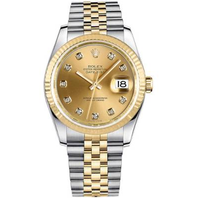 ROLEX DATEJUST GOLD&STEEL 36MM DIAMONDS REF: 116233