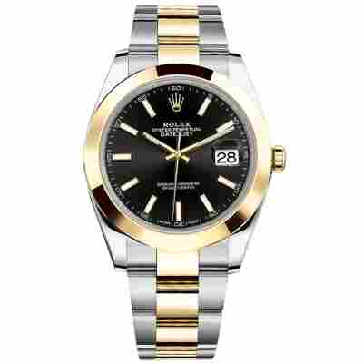 ROLEX DATEJUST 41MM TWO-TONE GOLD&STEEL BLACK DIAL REF: 126303