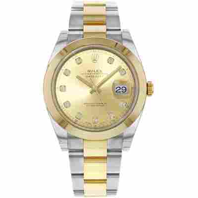 ROLEX DATEJUST 41MM TWO-TONE GOLD&STEEL CHAMPAGNE DIAMOND DIAL REF: 126303