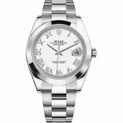 ROLEX DATEJUST 41MM STAINLESS STEEL WHITE DIAL ROMAN NUMERALS REF: 126300