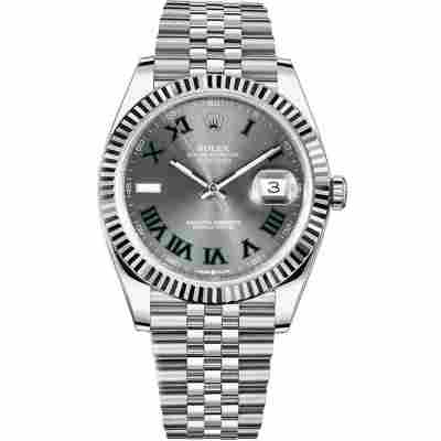 ROLEX DATEJUST 41MM JUBILEE WHITE GOLD BEZEL WIMBLEDON DIAL REF: 126334